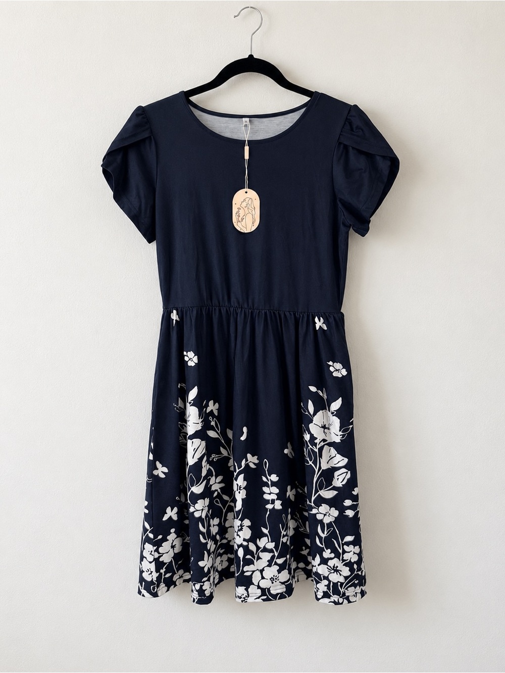 Black Floral Skater Dress • Size Small